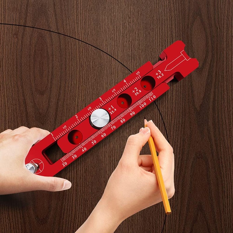 JCFANTS 165mm Woodworking Compass Scriber, Woodworking Scribe Gauge, Adjustable Metric Arc Drawing Ruler Scribing Circle Ruler Marking Gauge Circle Marking Tool (Red) - Image 4